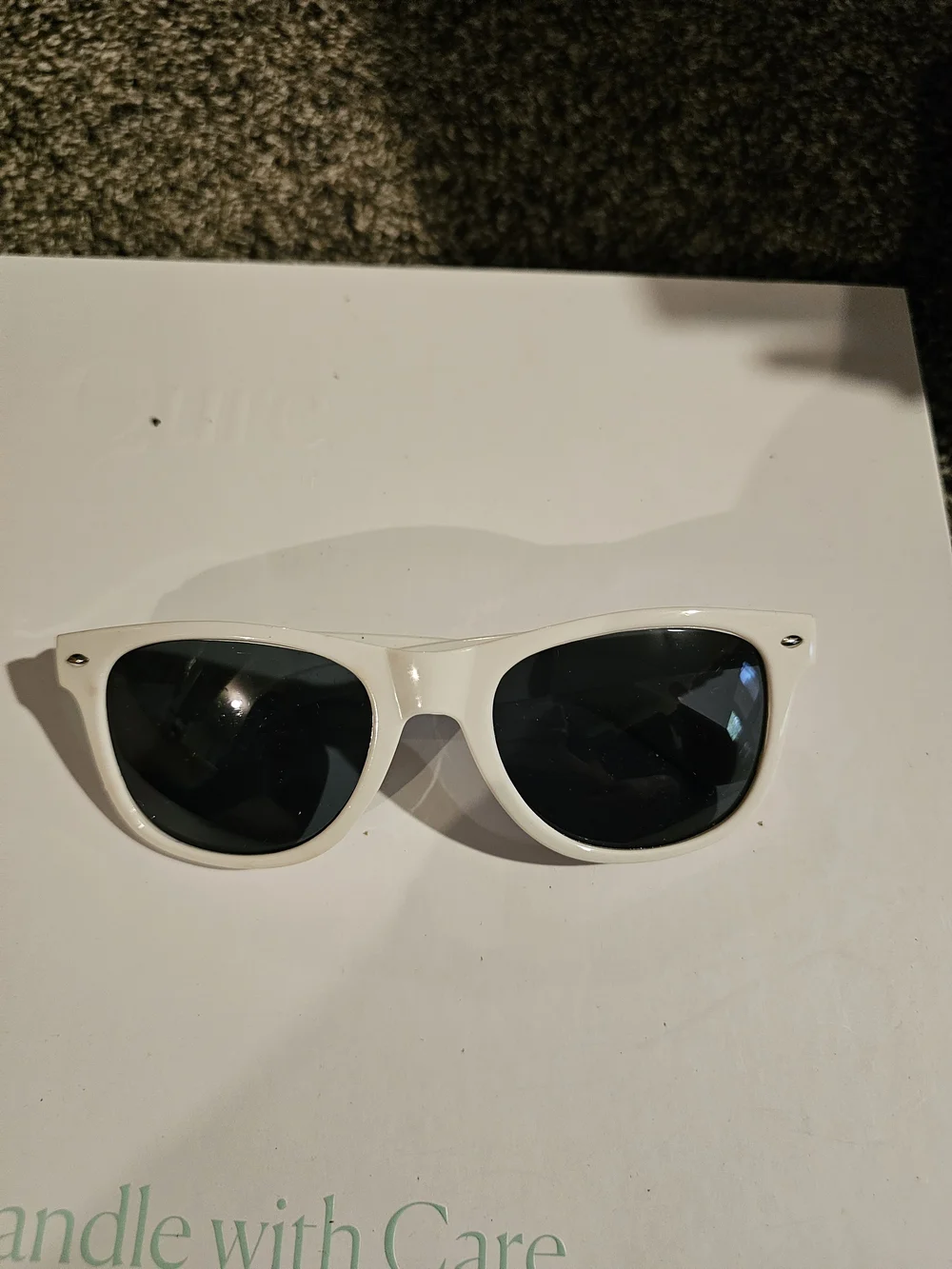 Men's White Sunglasses with Black Lenses